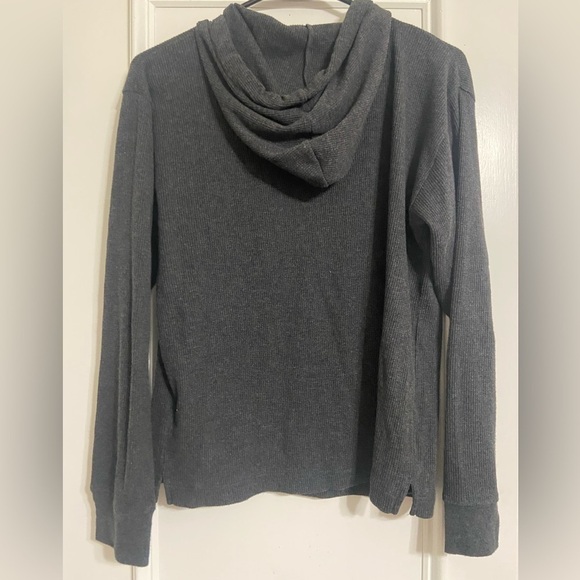J. Crew size small waffle hoodie with front pocket and hood charcoal grey - Picture 4 of 5